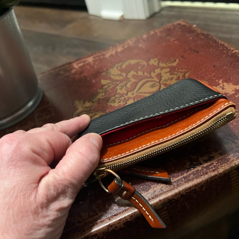 Dooney & Bourke Navy and Brown Leather Keychain Wallet - Picture 5 of 7